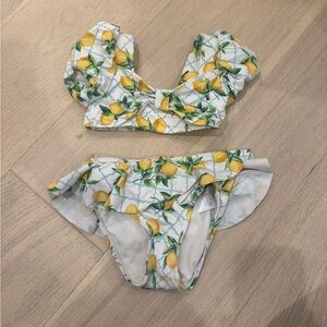 Janie and Jack Lemon Print Swimsuit